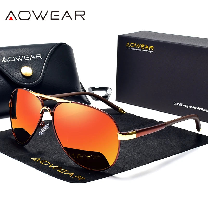Men'S Aviation Sunglasses Men Polarized Mirror Sunglass for Man HD Driving Pilot Sun Glasses Lunettes De Soleil Homme