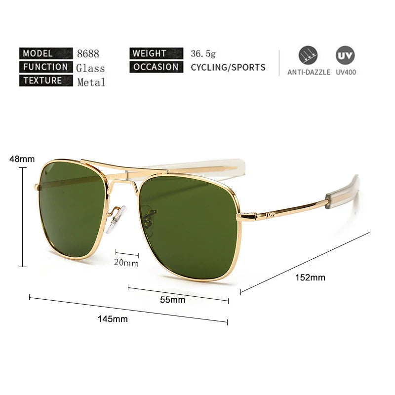 Aviation Sunglasses Men Women Outdoor Driving Glasses Pilot American Army Military Optical AO Sunglasses Glasses Oculos De Sol