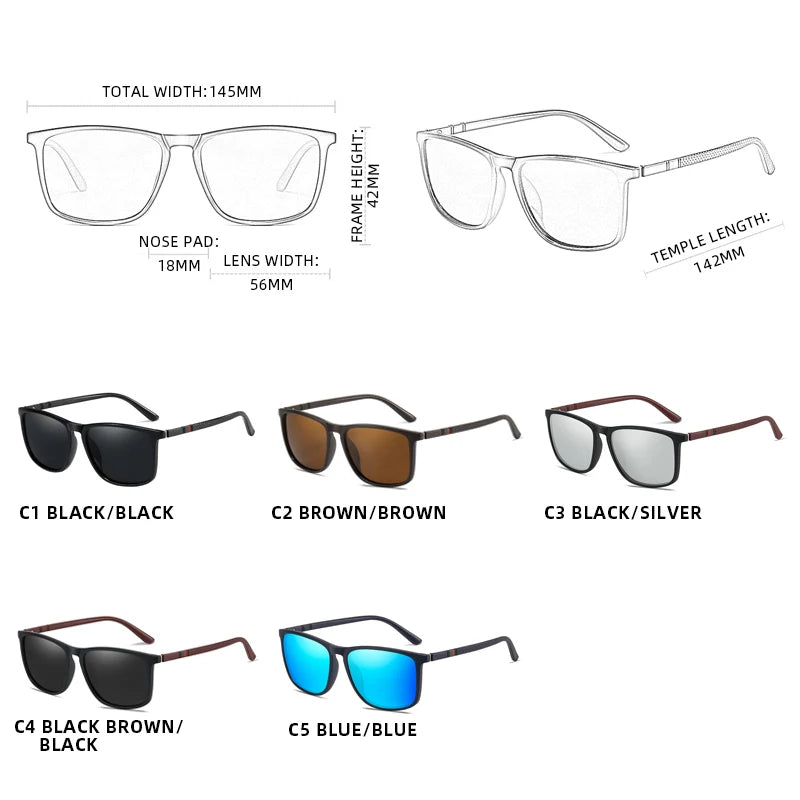 Luxury Square Polarized Sunglasses Men Women Fashion Black Sun Glasses Male Stylish anti Glare Travelling Driving Shades