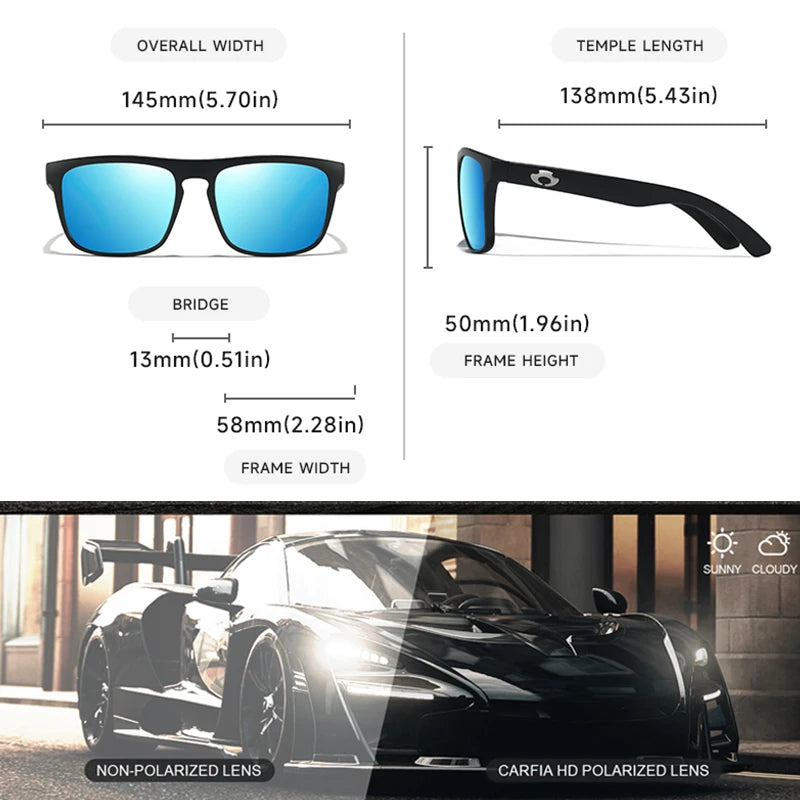 Polarized Uv-Protective Anti-Glare Square Unisex Sunglasses - HD Vision for Sports & Daily Use BT05