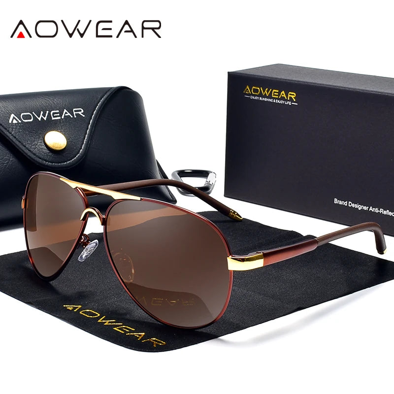 Men'S Aviation Sunglasses Men Polarized Mirror Sunglass for Man HD Driving Pilot Sun Glasses Lunettes De Soleil Homme