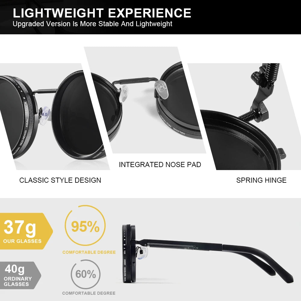 Polarized round Sunglasses ND9 Adjustable Dimming Men Women Retro Punk Men'S Fishing Eyeglasses Outdoor Shades UV400