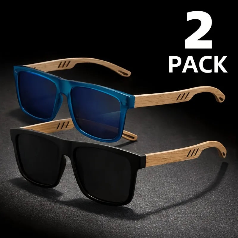 1/2Pcs Unisex Retro Walnut Ultra-Light Glasses, Polarized Lenses, Suitable for Daily and Formal Occasions.