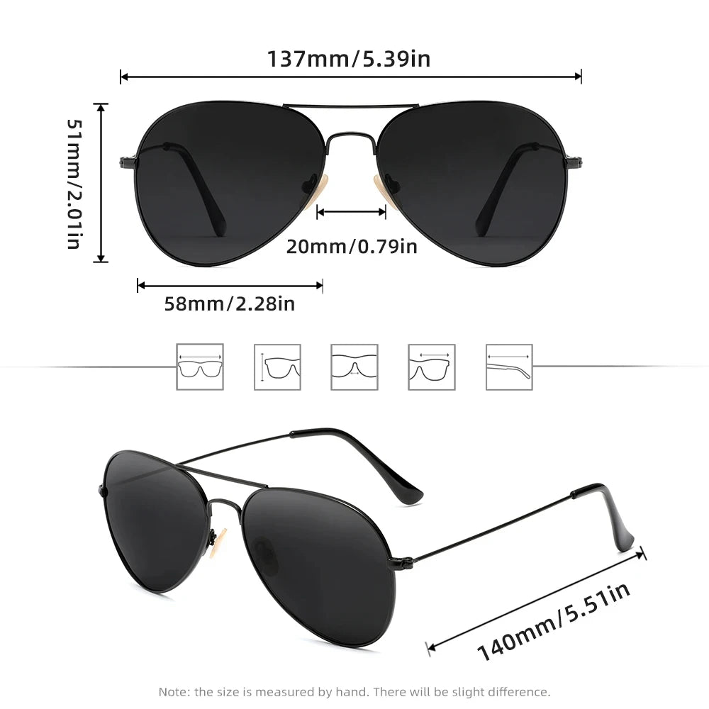Brand Original Unisex Pilot Sunglasses Retrio Trendy UV400 Polarized Driving Travel Women/Men Anti-Glare Eyeglasses